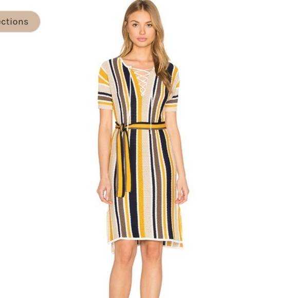frame Dresses & Skirts - FRAME Le Lace Shirt Dress Stripe Belted